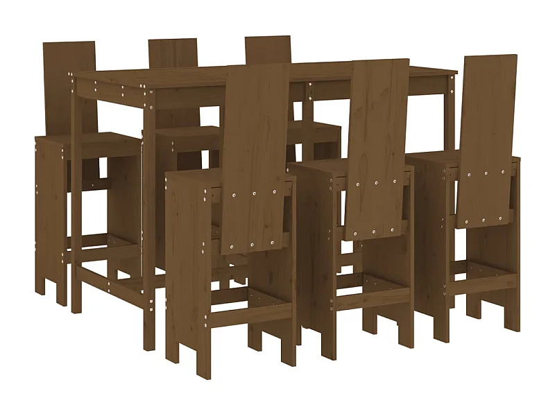 Telvor  7-delige Tuinbarset massief grenenhout honingbruin