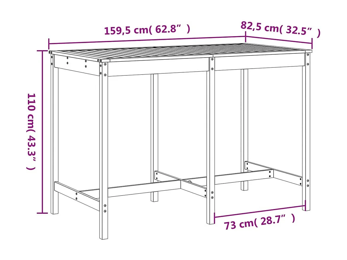 Telvor  Ensemble de bar de jardin 7 pcs marron miel bois de pin massif
