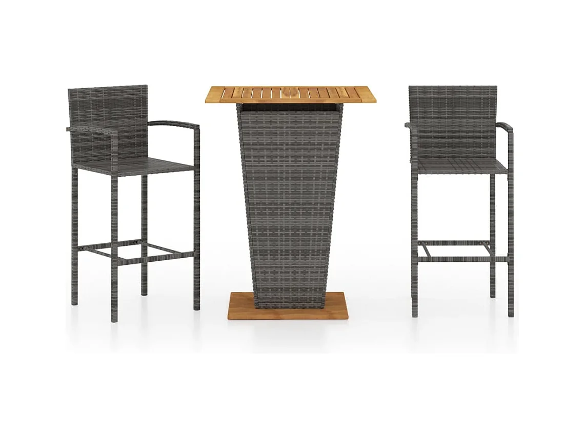Alan  Ensemble de bar de jardin 3 pcs Gris