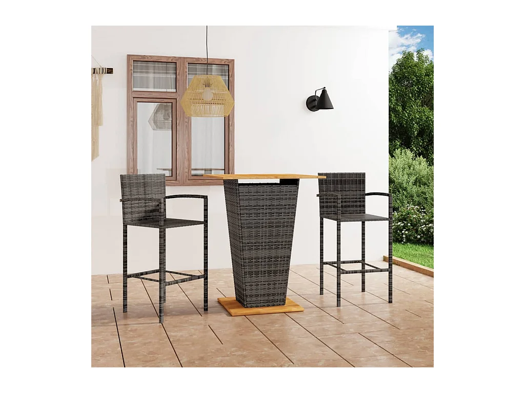 Alan  Ensemble de bar de jardin 3 pcs Gris
