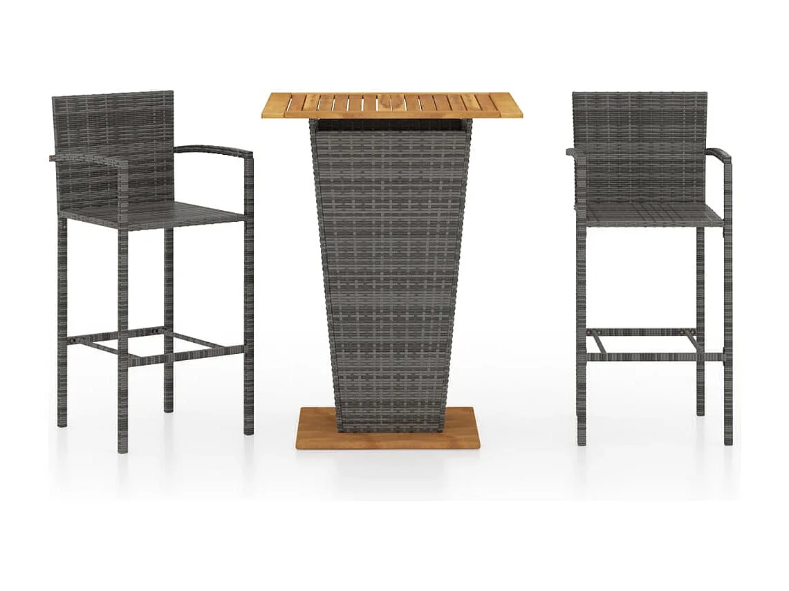 Alan  Ensemble de bar de jardin 3 pcs Gris