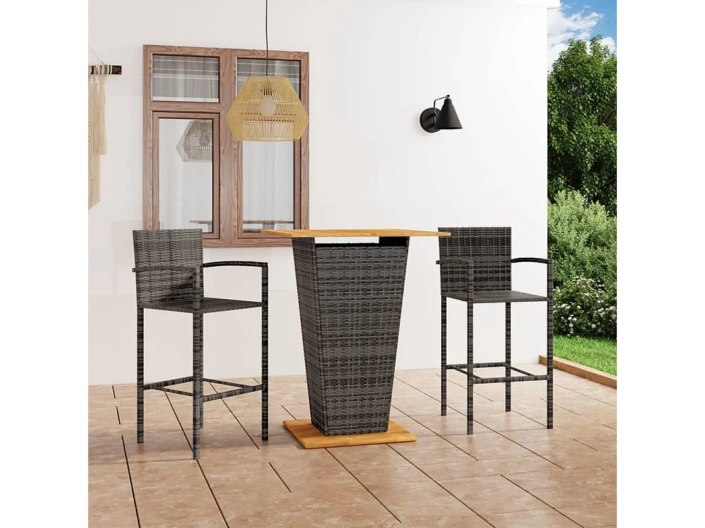 Alan  Ensemble de bar de jardin 3 pcs Gris