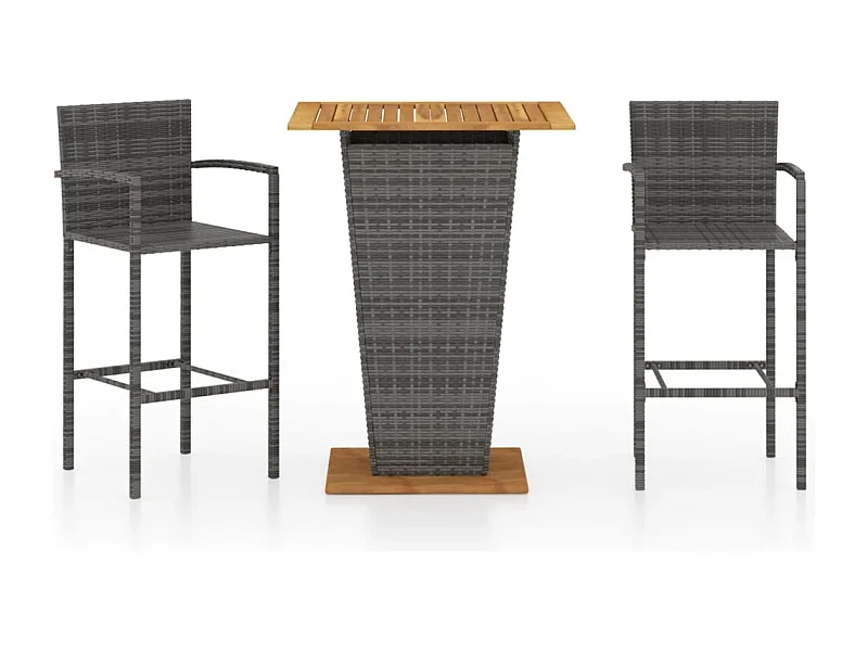 Alan  Ensemble de bar de jardin 3 pcs Gris