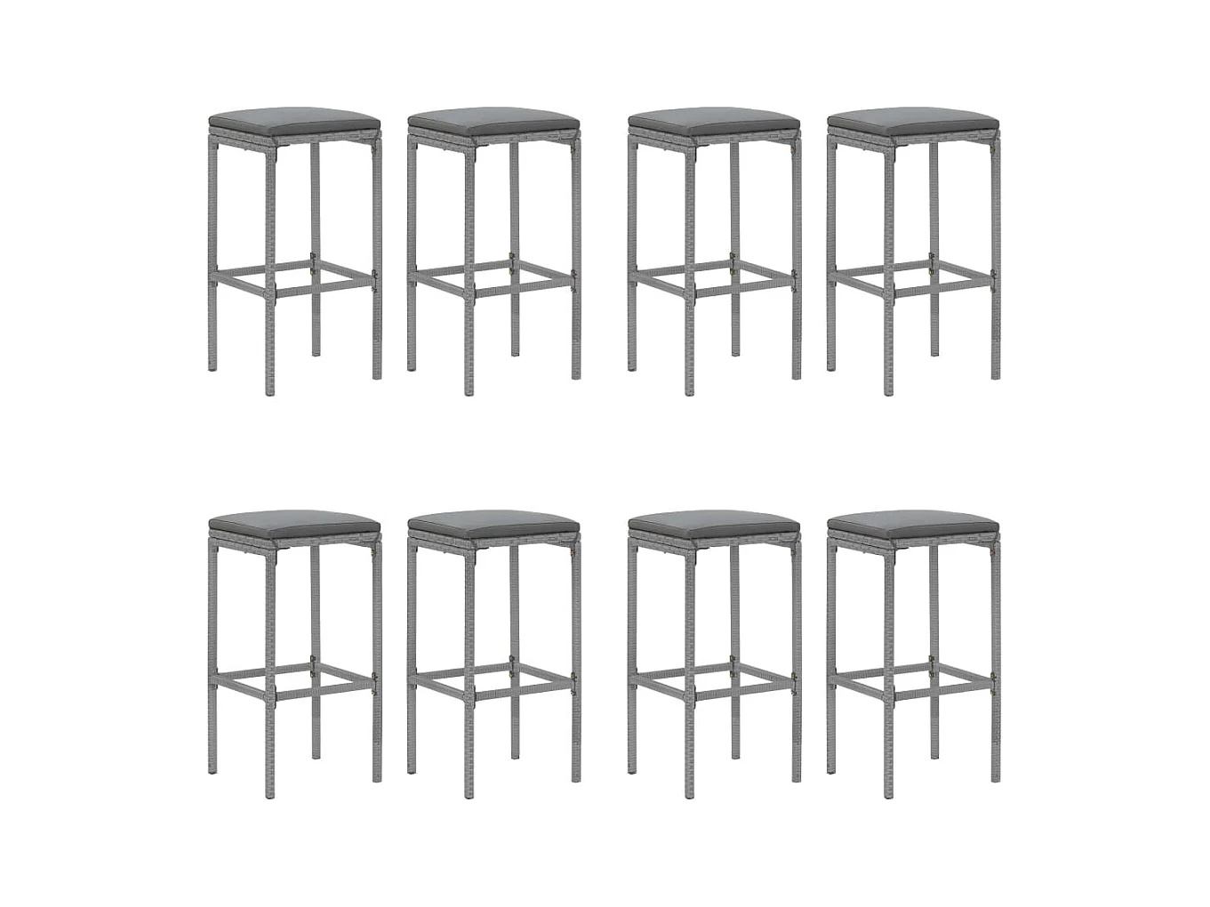 Grylin  Ensemble de bar de jardin 9 pcs avec coussins gris poly rotin