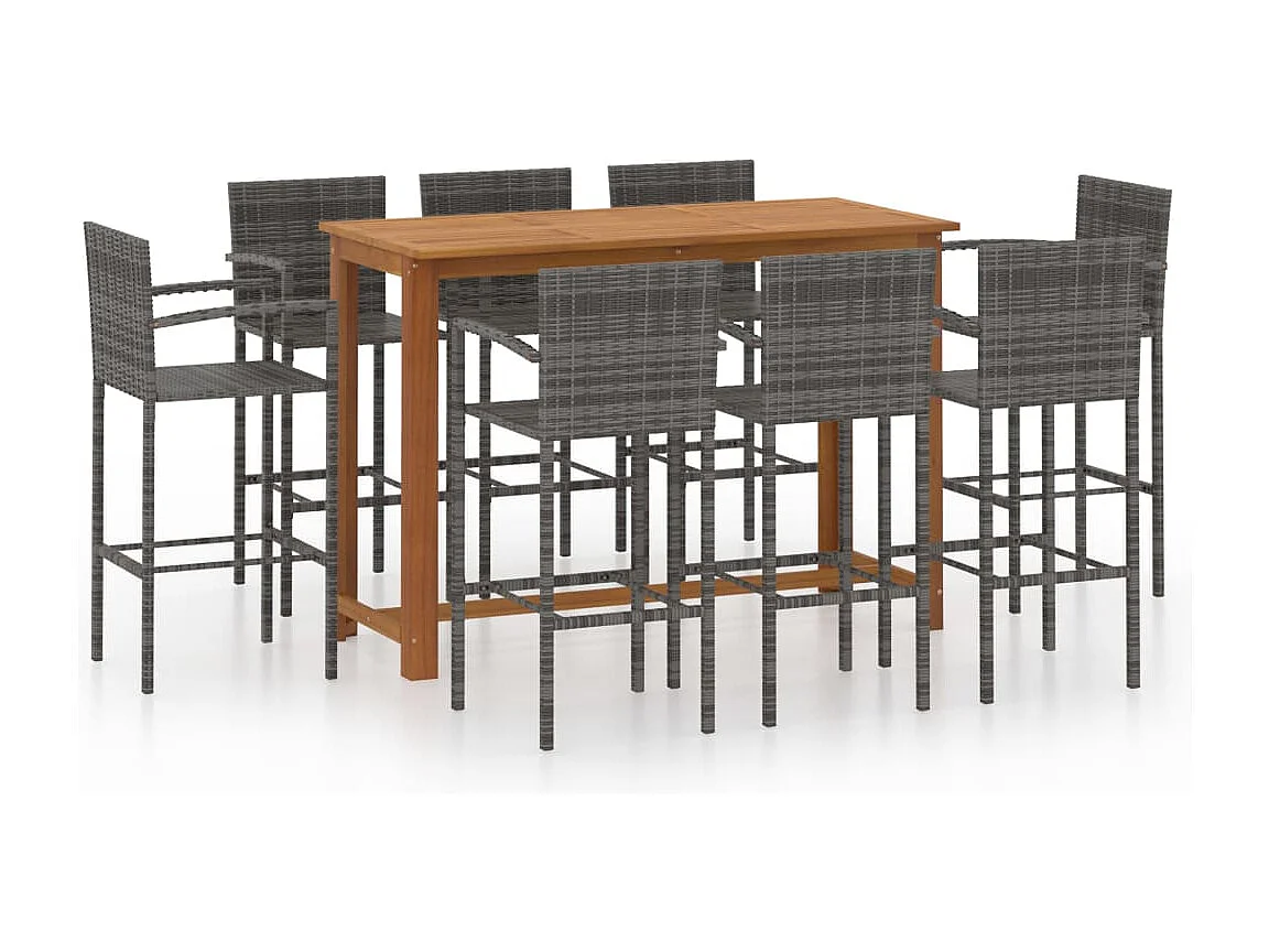 Kilinor  Ensemble de bar de jardin 9 pcs Gris