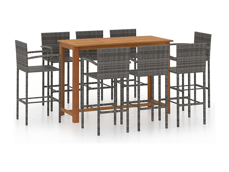 Kilinor  Ensemble de bar de jardin 9 pcs Gris