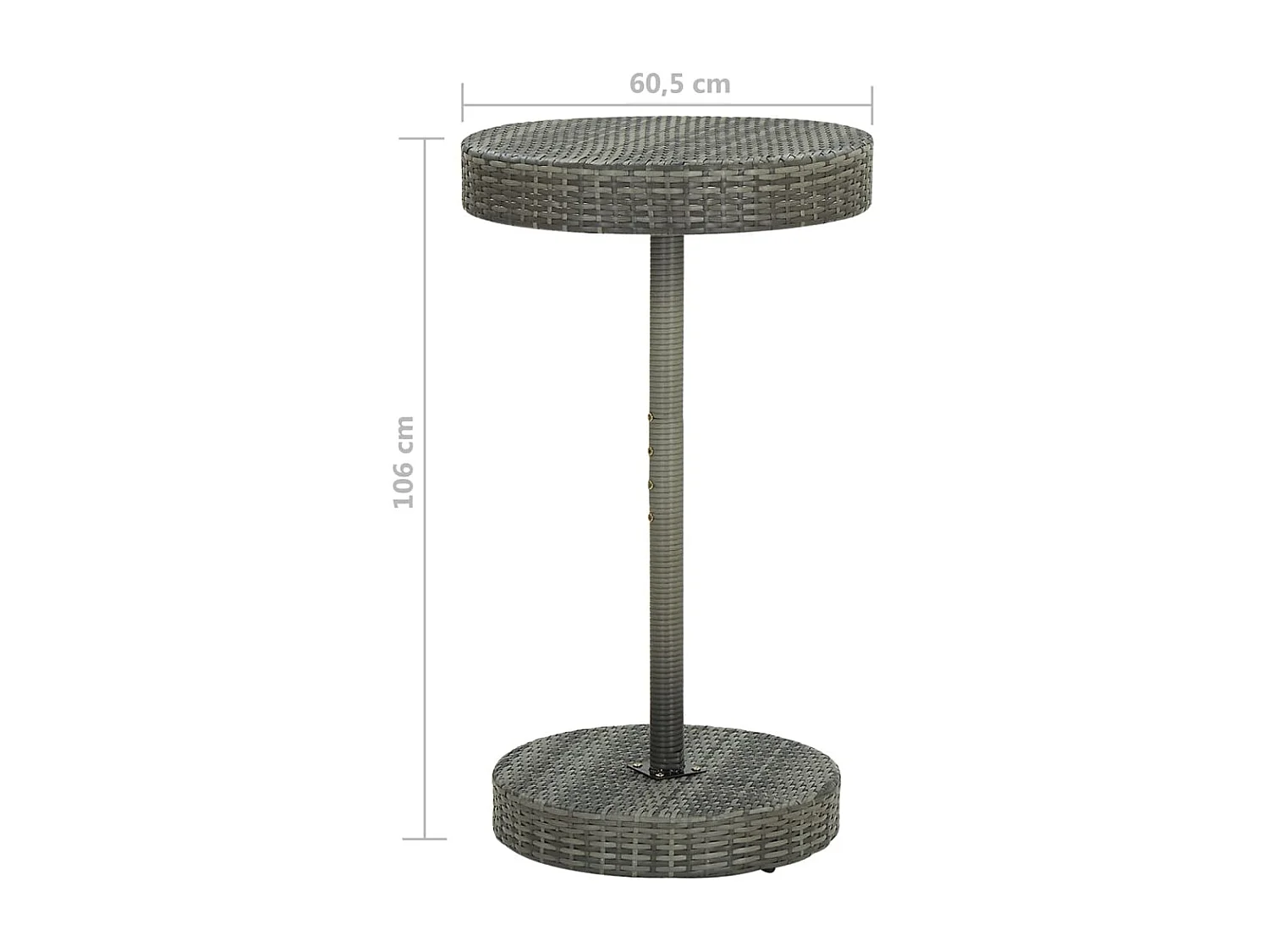 San Ferdinando di Puglia  Ensemble de bar de jardin 3 pcs et coussins Résine tressée Gris