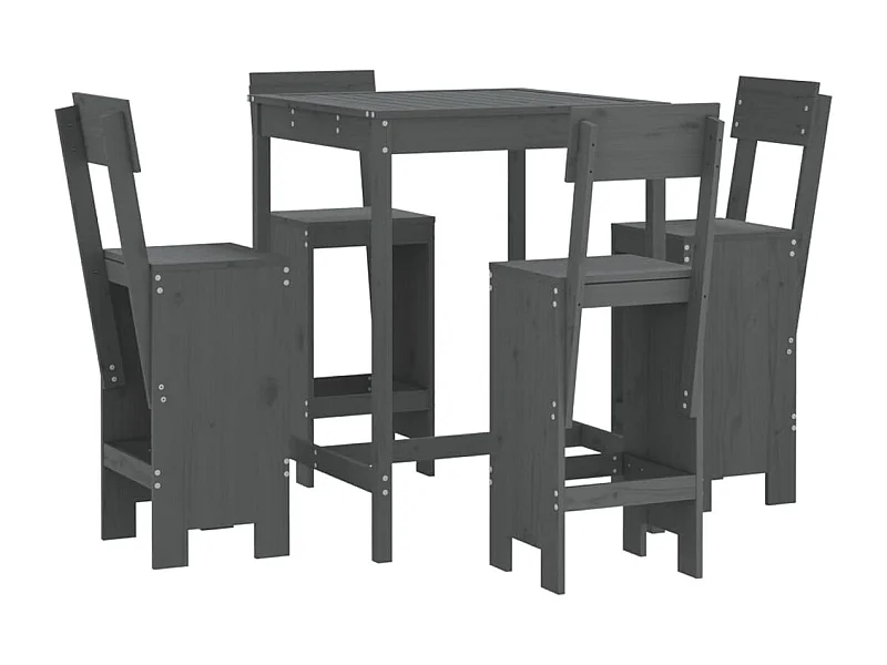 Lise Marie  Set de mesa y taburetes altos jardín 5 piezas madera pino gris