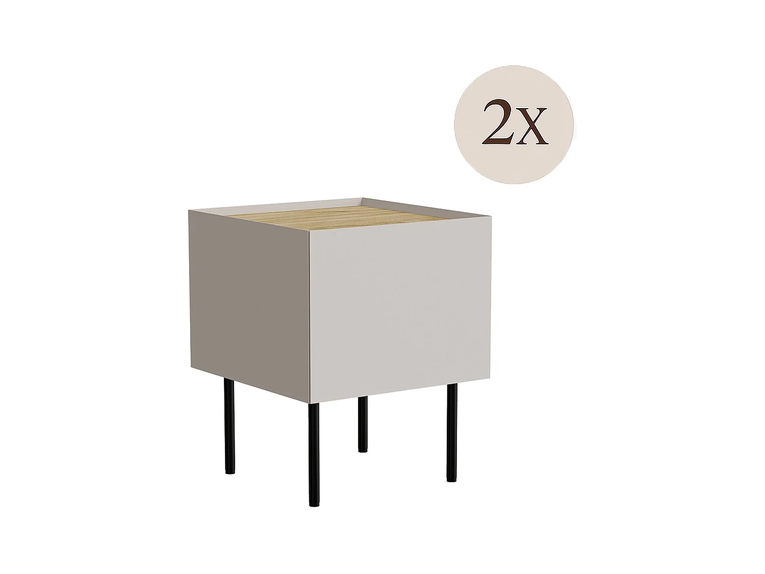 Table de chevet Valbom, une étagère, 41x40x60h cm Chêne brun