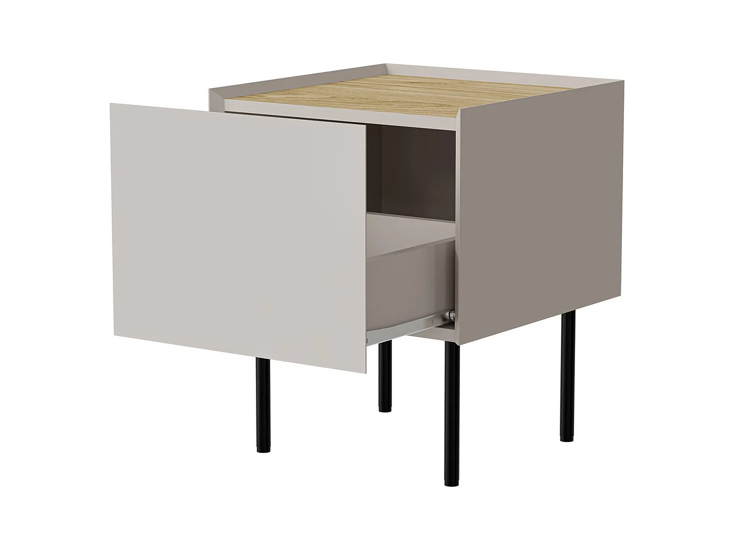 Table de chevet Valbom, une étagère, 41x40x60h cm Chêne brun