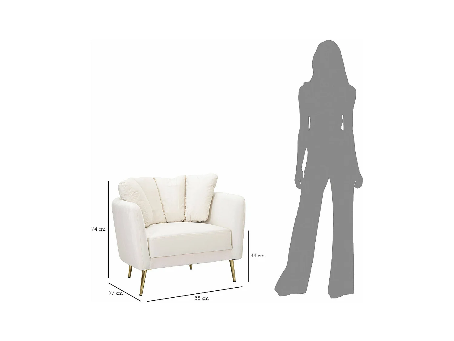 Fauteuil Foster, accoudoirs, or Crème