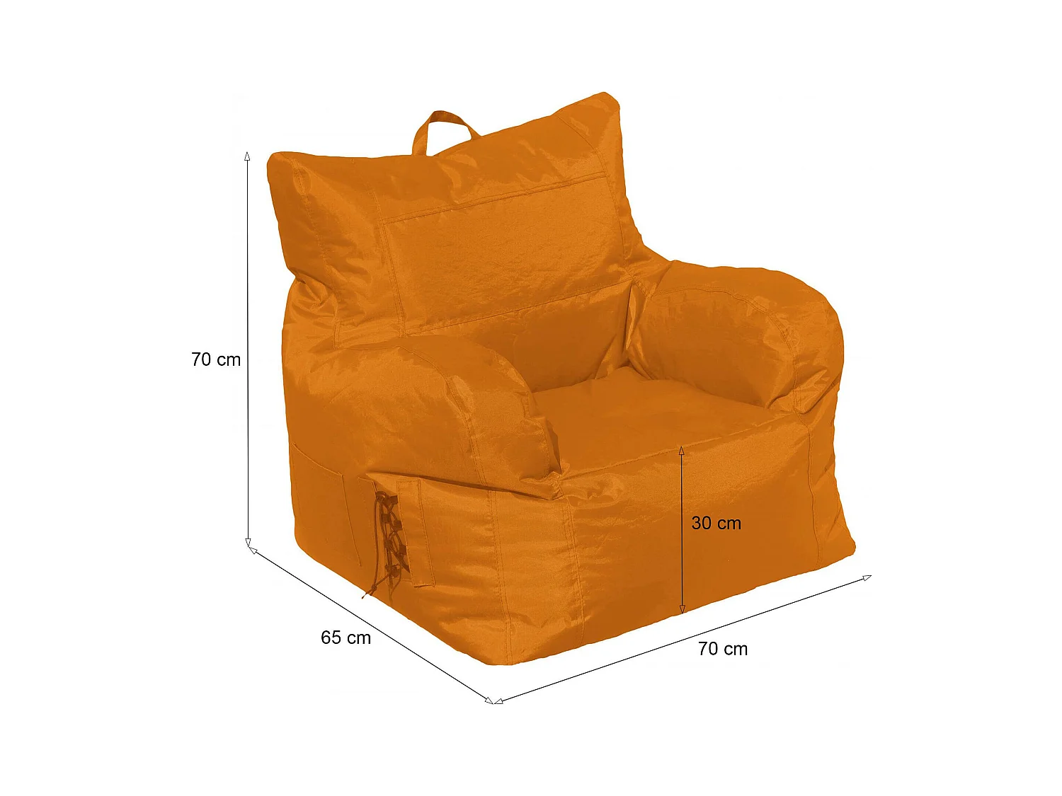 Fauteuil Obsidienne, Accoudoirs Made in Italy, Orange