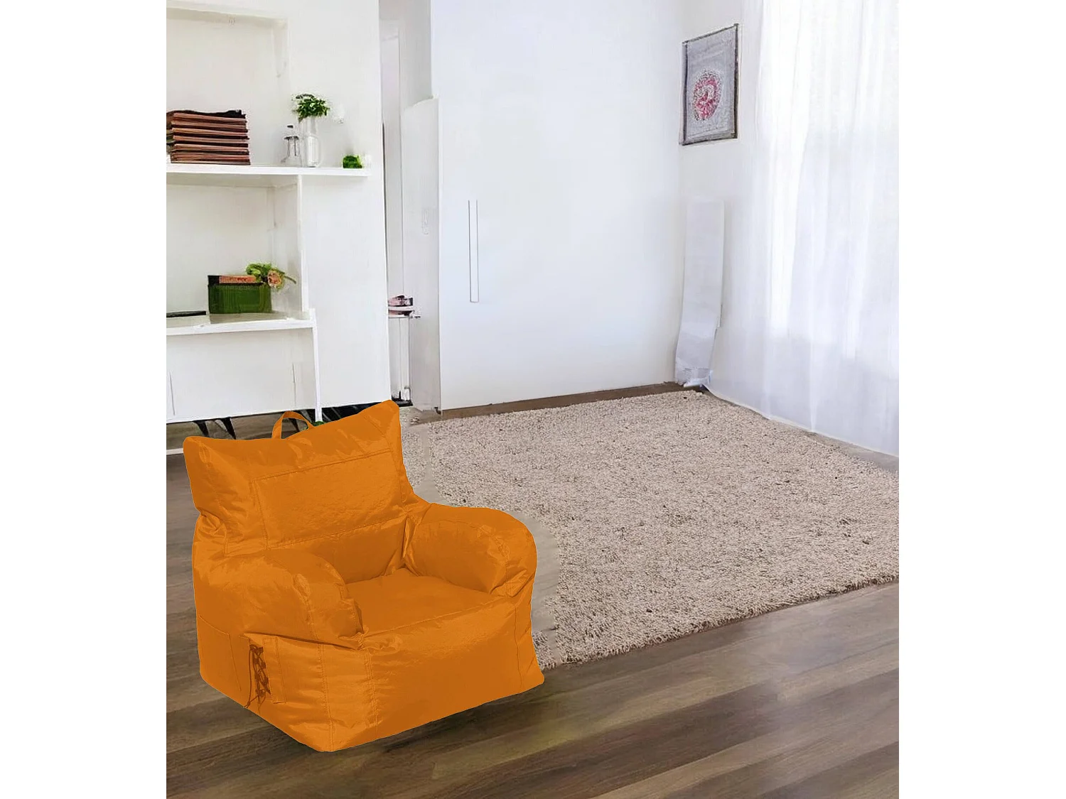 Fauteuil Obsidienne, Accoudoirs Made in Italy, Orange