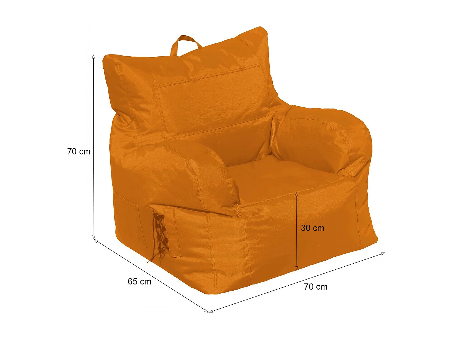 Fauteuil Obsidienne, Accoudoirs Made in Italy, Orange