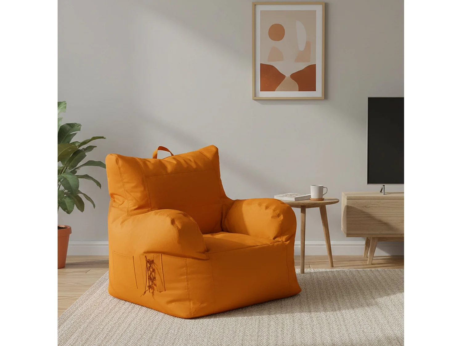 Fauteuil Obsidienne, Accoudoirs Made in Italy, Orange