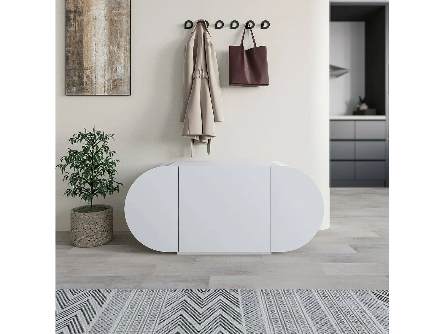 Zapatero Dpioricci, Zapatero, Armario de entrada multiusos, Zapatero, 110x40 h50 cm, Blanco