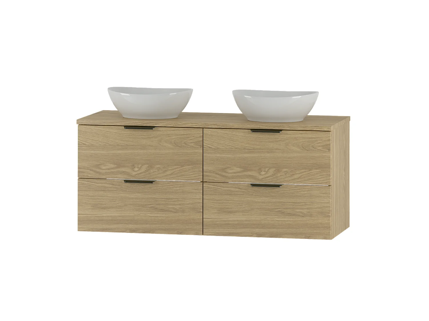 Ensemble pour salle de bain 120 cm Armoire Plan de travail Lavabo Chêne huilé Pile