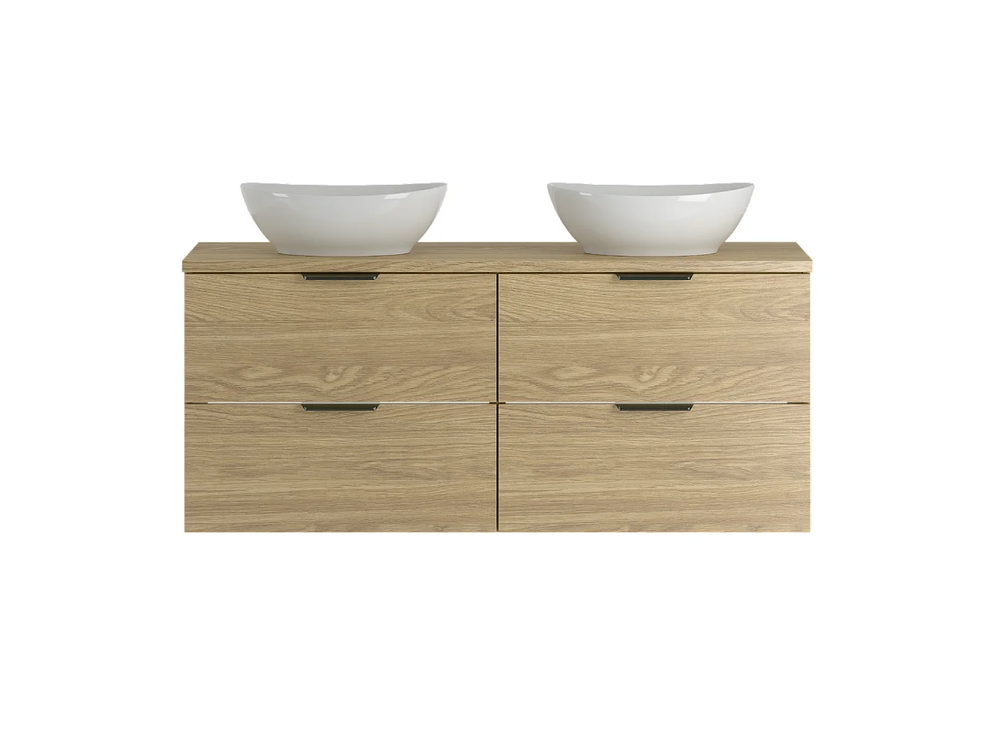 Ensemble pour salle de bain 120 cm Armoire Plan de travail Lavabo Chêne huilé Pile