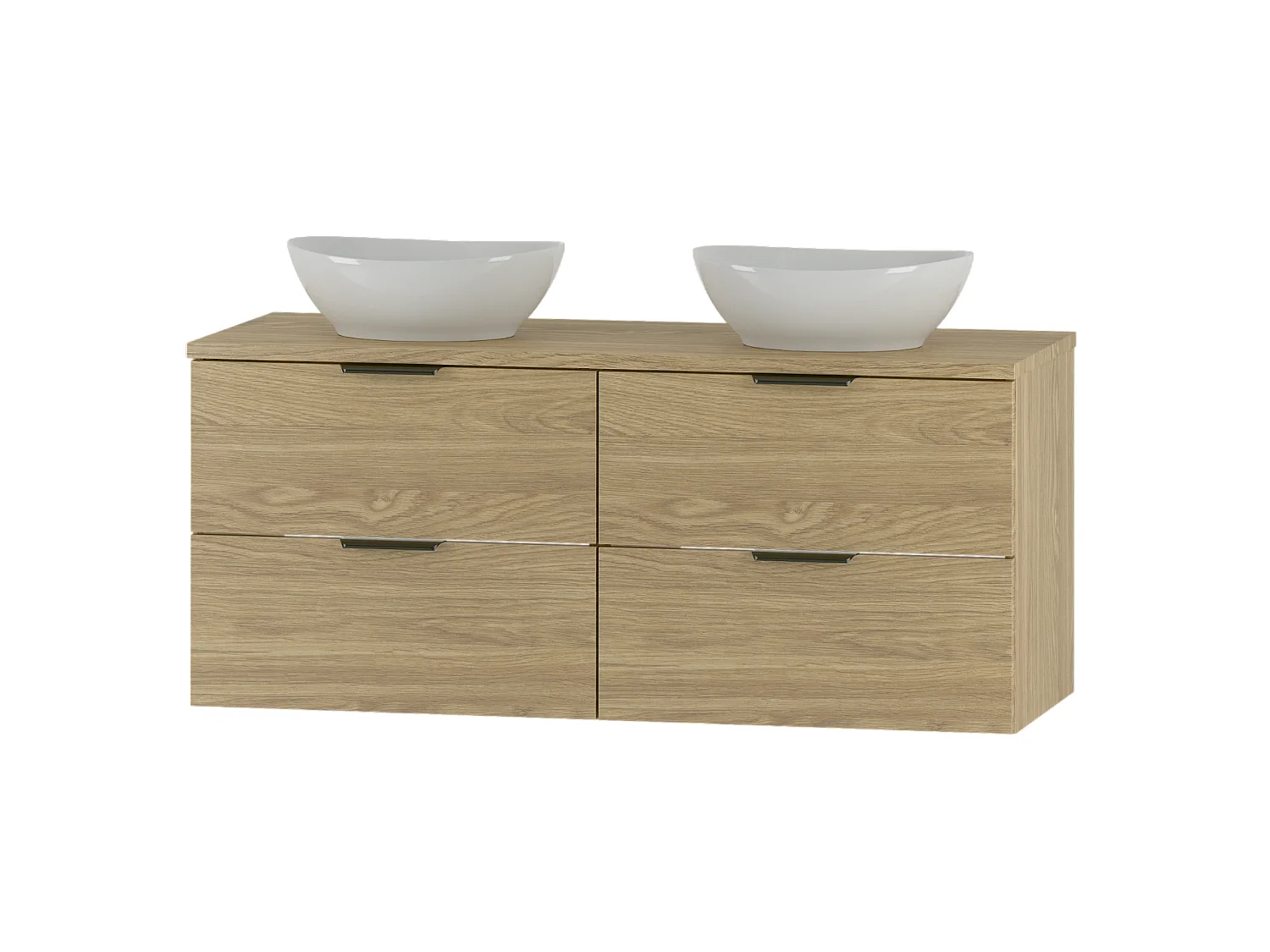 Ensemble pour salle de bain 120 cm Armoire Plan de travail Lavabo Chêne huilé Pile