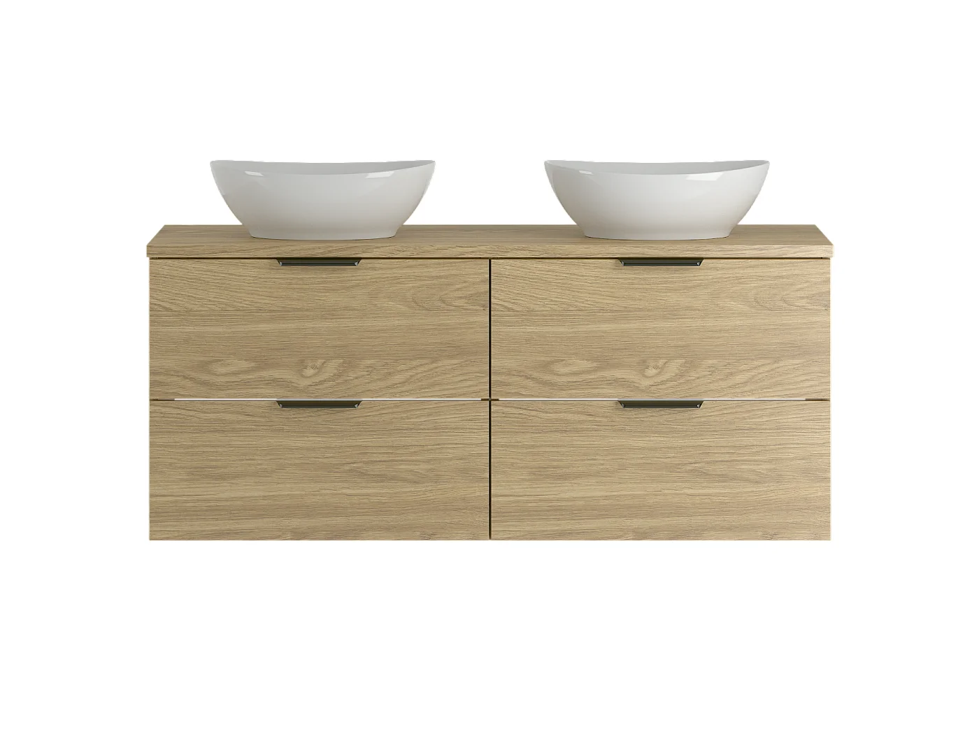 Ensemble pour salle de bain 120 cm Armoire Plan de travail Lavabo Chêne huilé Pile