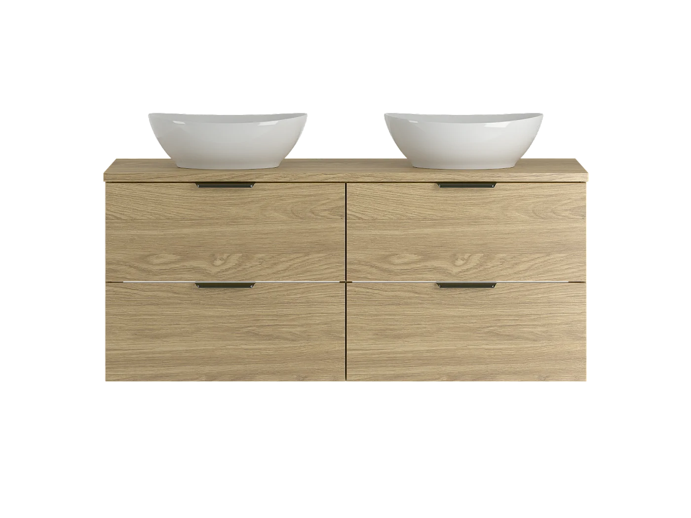 Ensemble pour salle de bain 120 cm Armoire Plan de travail Lavabo Chêne huilé Pile