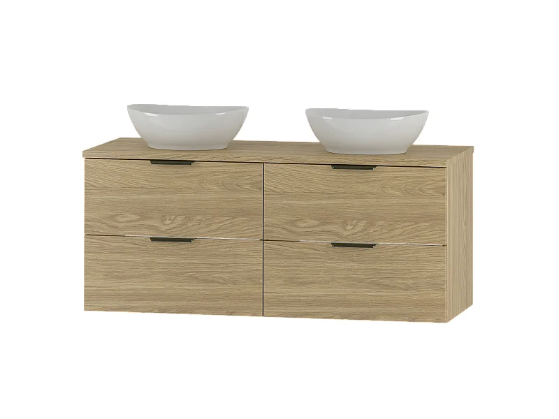 Ensemble pour salle de bain 120 cm Armoire Plan de travail Lavabo Chêne huilé Pile