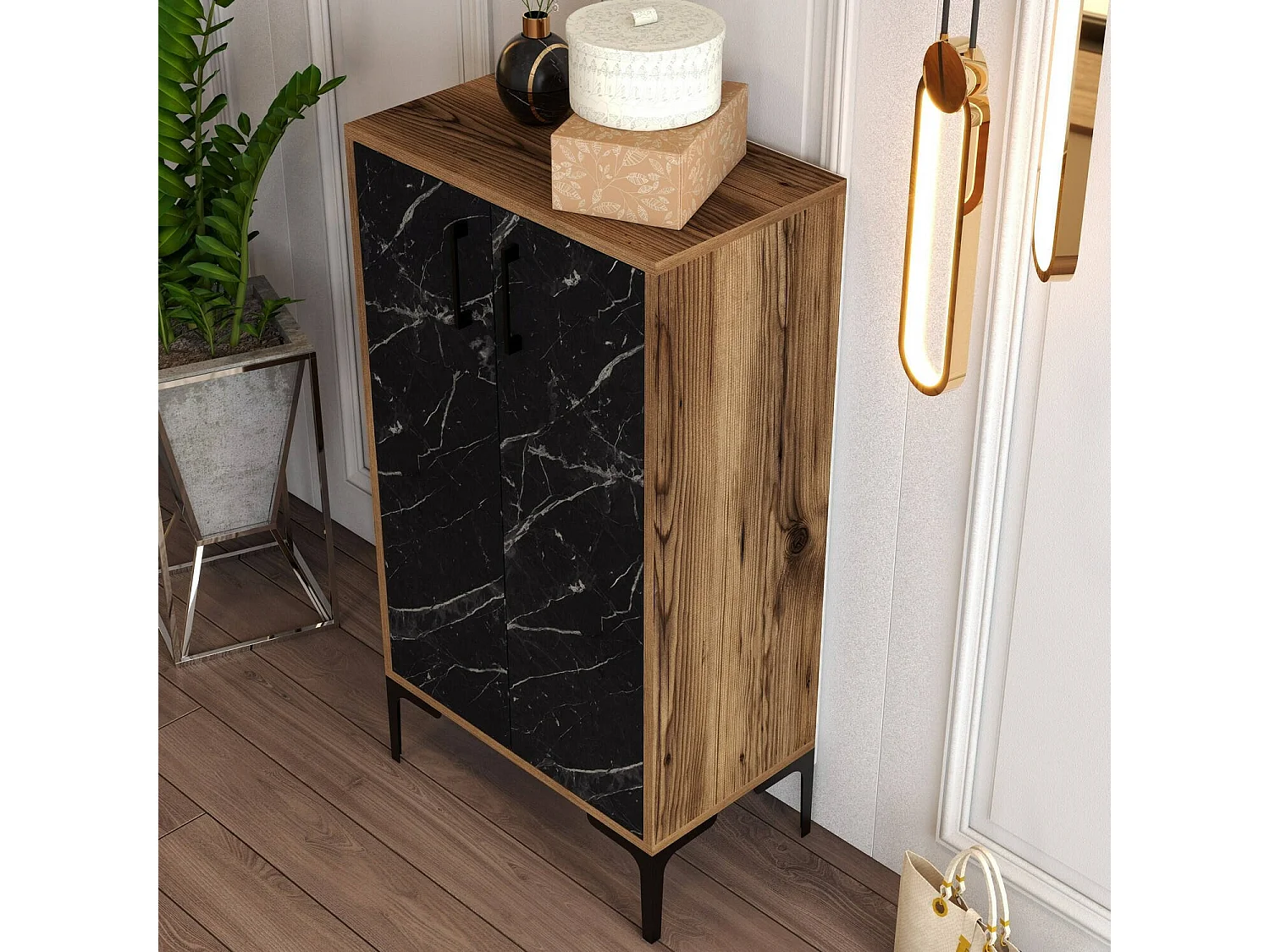 Meuble à Chaussures Ngerulmud, 3 Étagères, 35x60x111h cm, Noyer Marron, Porte-Chaussures