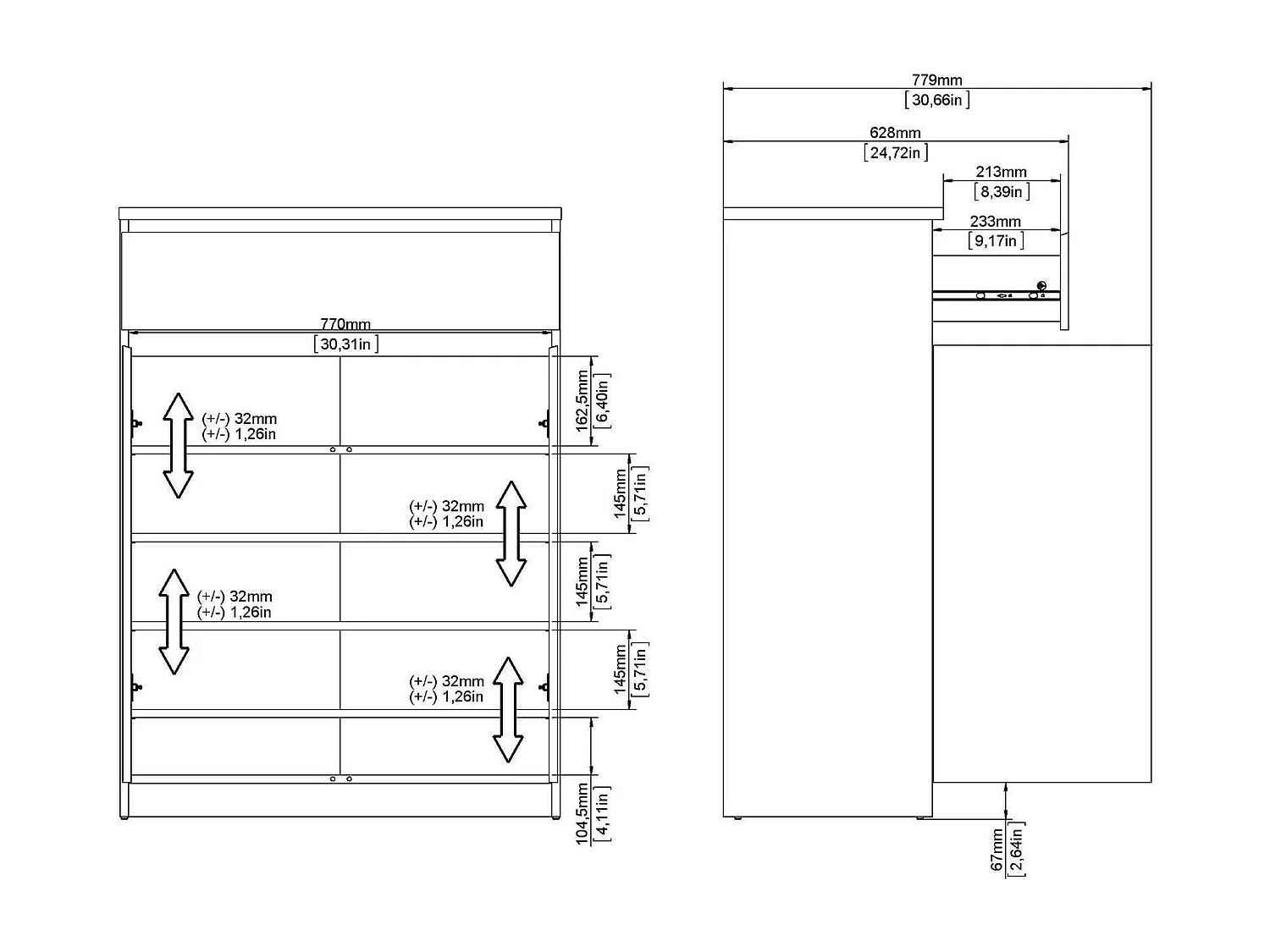 Zapatero Dtravers, Zapatero, Armario de entrada multiusos, Zapatero, 80x40 h111 cm, Roble y Blanco