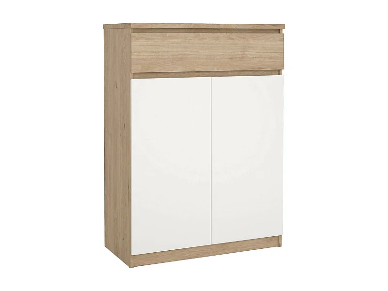 Sapateira Dtravers, Sapateira, Armário de entrada multiusos, Sapateira, 80x40 h111 cm, Carvalho e Branco