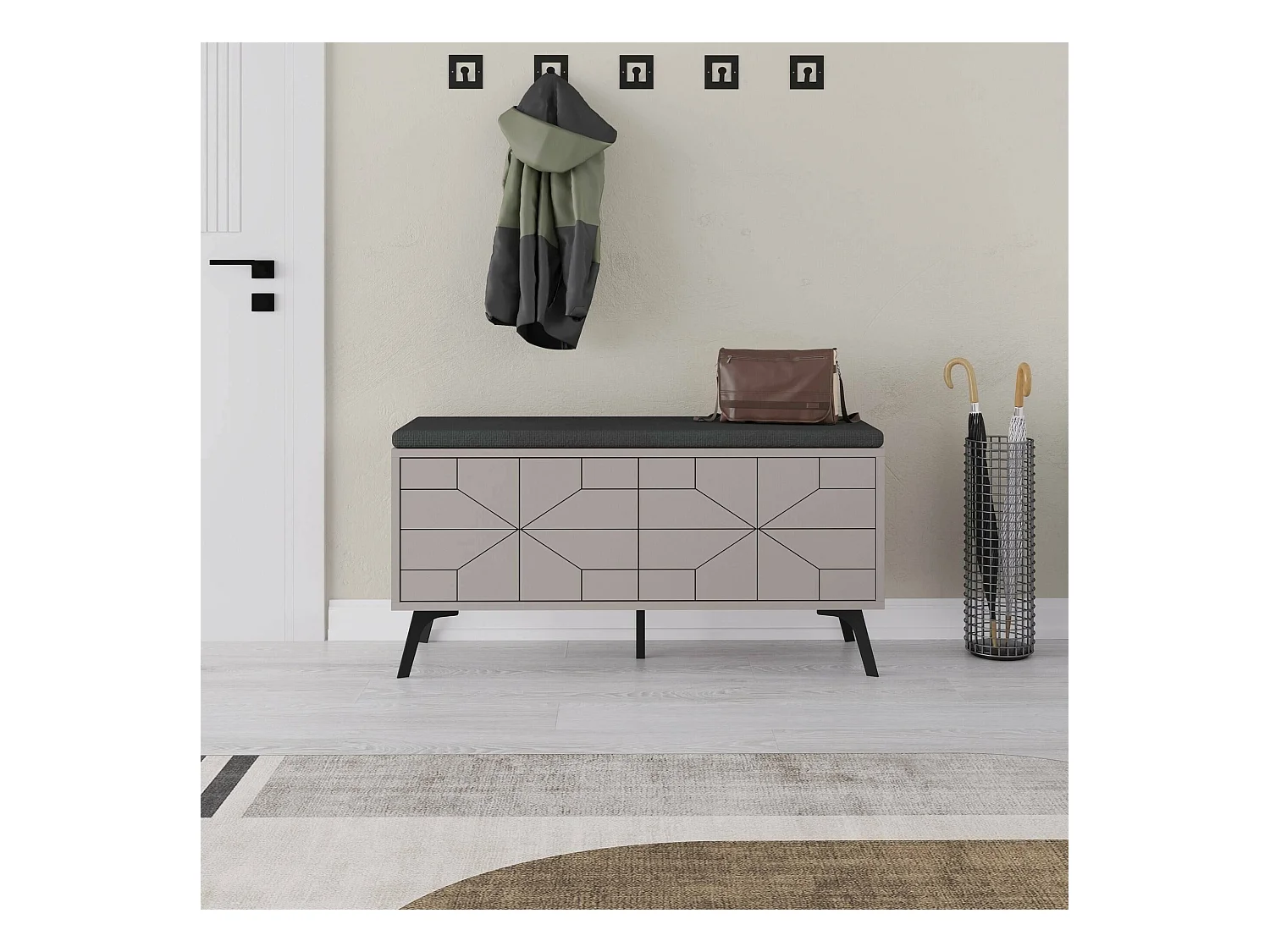 Shoes Velma, 2 étagères, 35x107x55h cm Beige, Meuble à chaussures