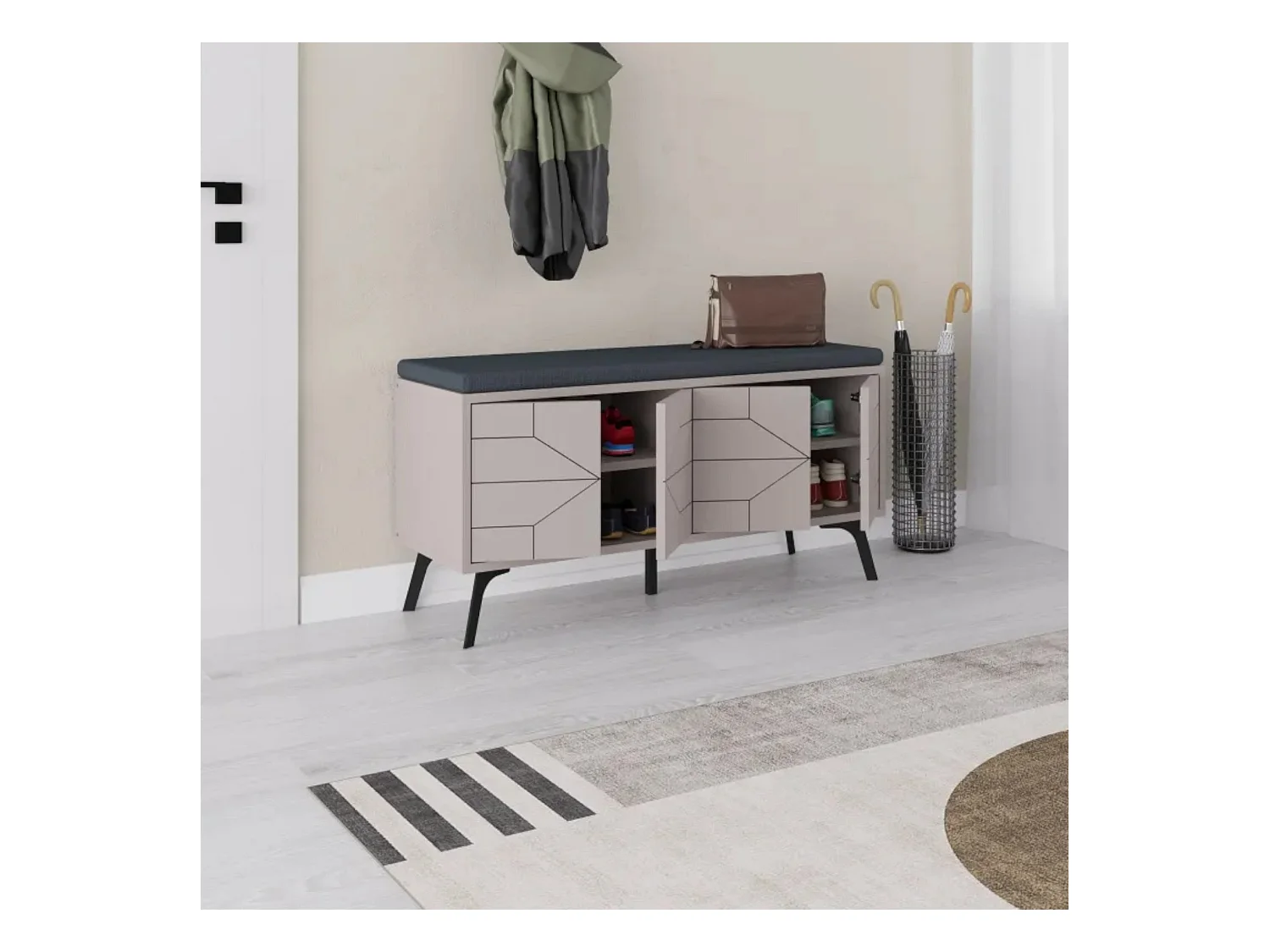 Shoes Velma, 2 étagères, 35x107x55h cm Beige, Meuble à chaussures