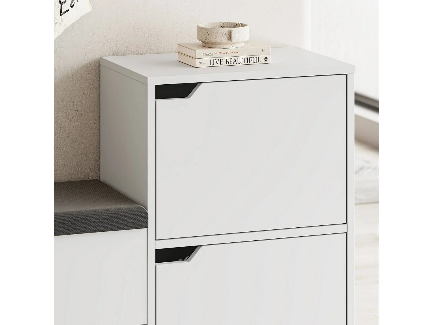 Rangement à chaussures Tokage, 12 paires, 35,5x101,5x80,5h cm Blanc, meuble à chaussures