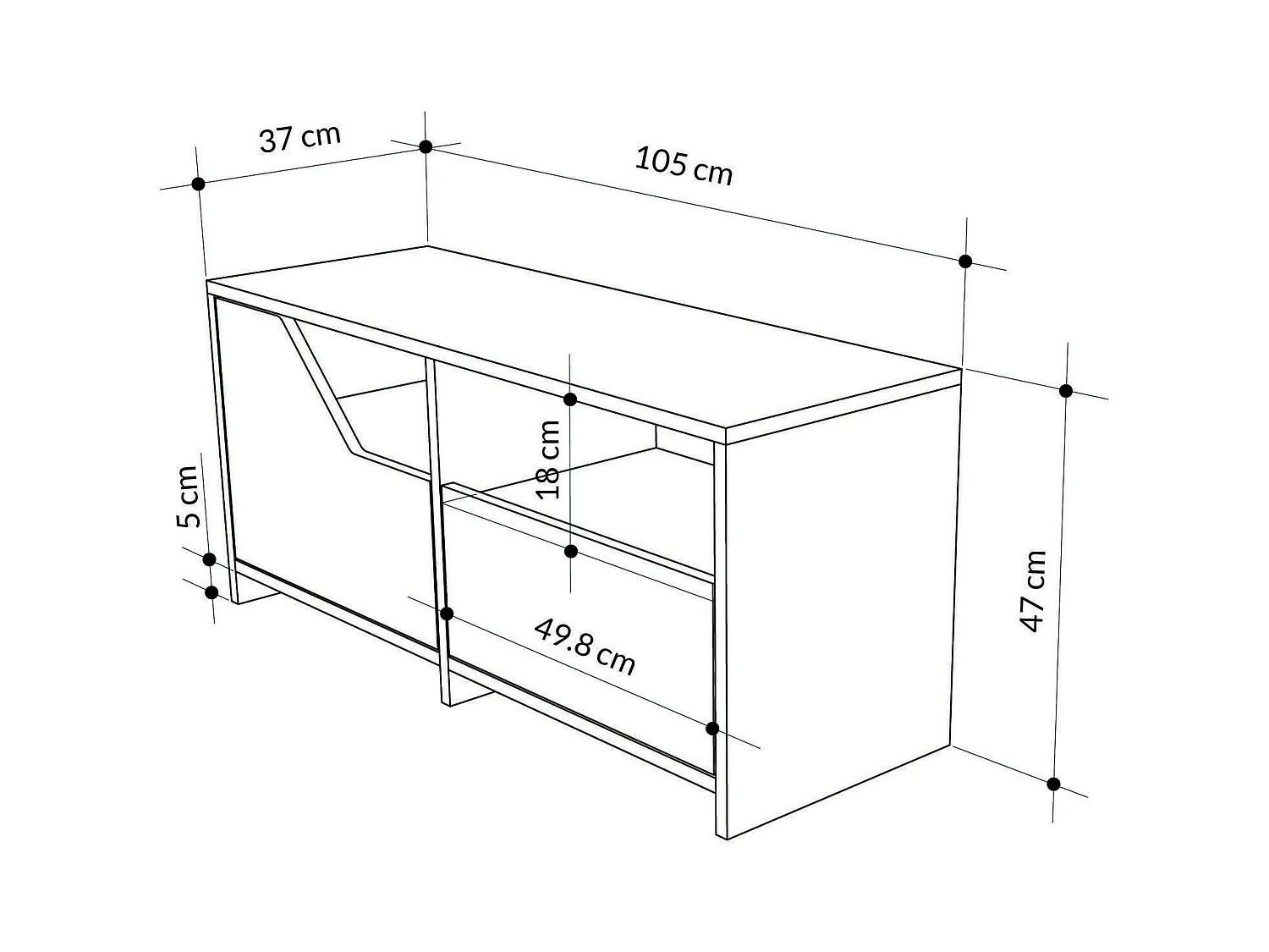 Meuble à Chaussures Berto, 2 Étagères, 37x105x47h cm Blanc, Range-Chaussures