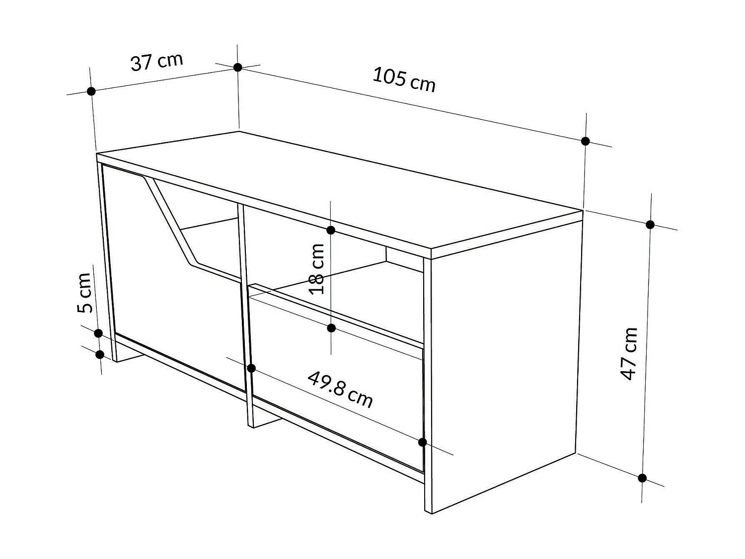 Scarpiera Berto, 2 Ripiani, 37x105x47h cm Bianco, Mobile Portascarpe