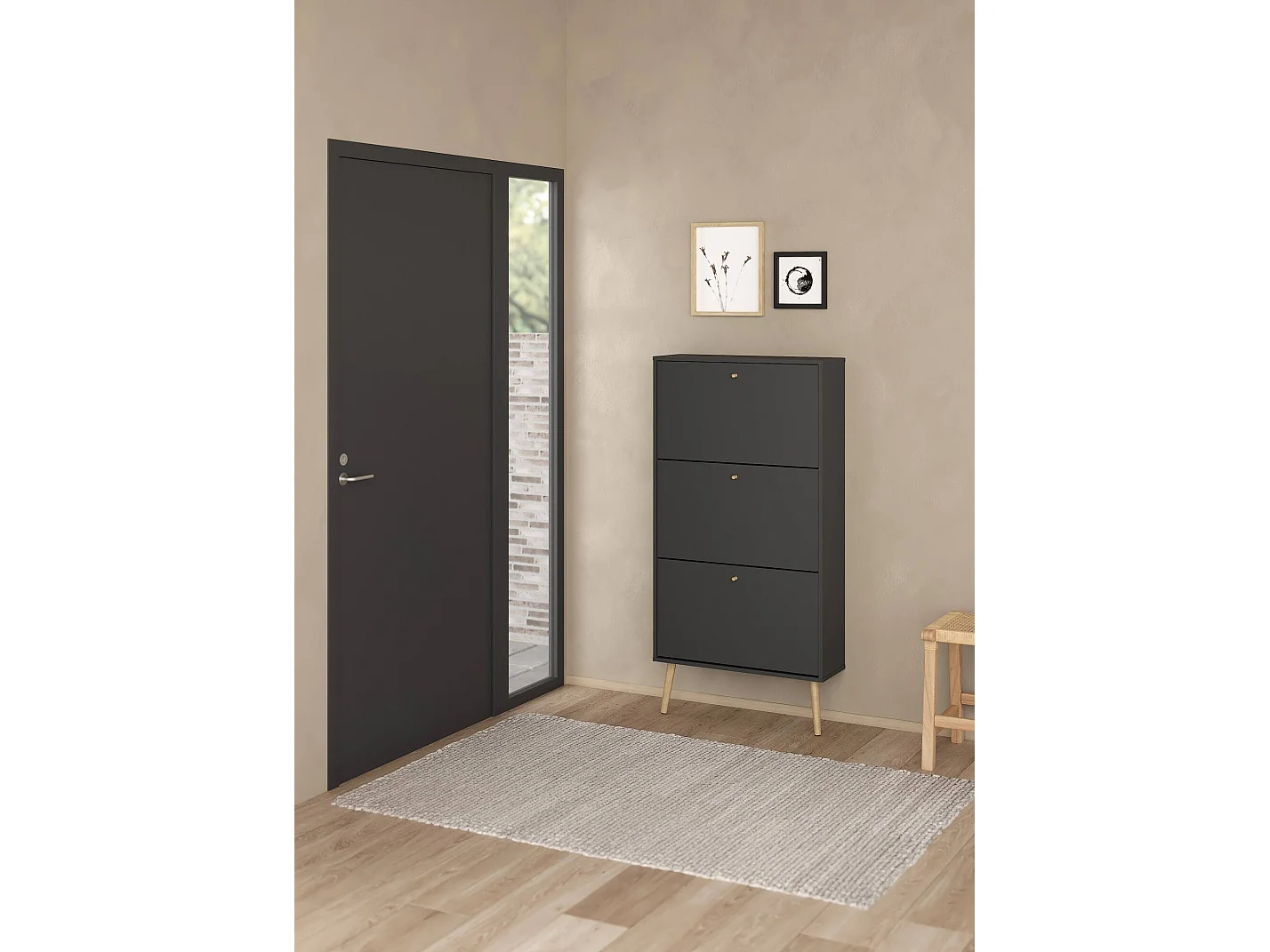 Dtortu schoenenrek, Schoenenkast, Multifunctionele entreekast, Schoenenkast, 70x24 h139 cm, Grijs