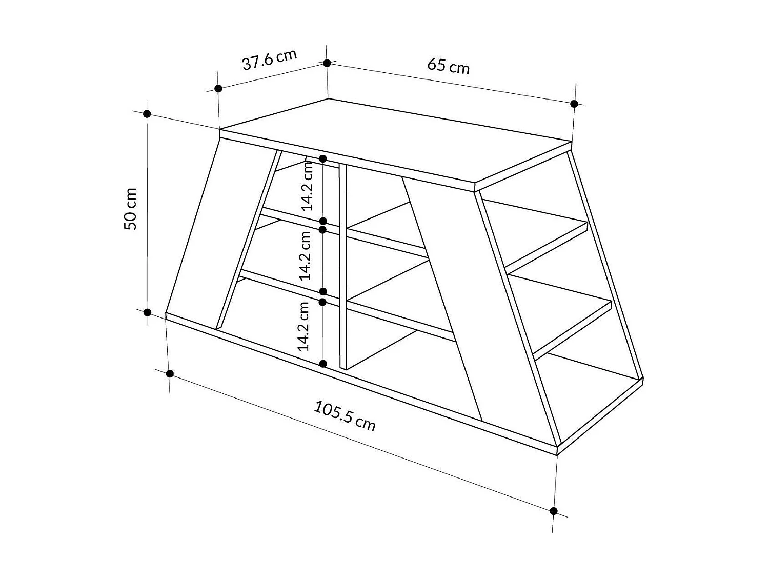 Étagère à chaussures Zungri, 4 niveaux, 37.5x105.5x50h cm Chêne Marron, Meuble à chaussures