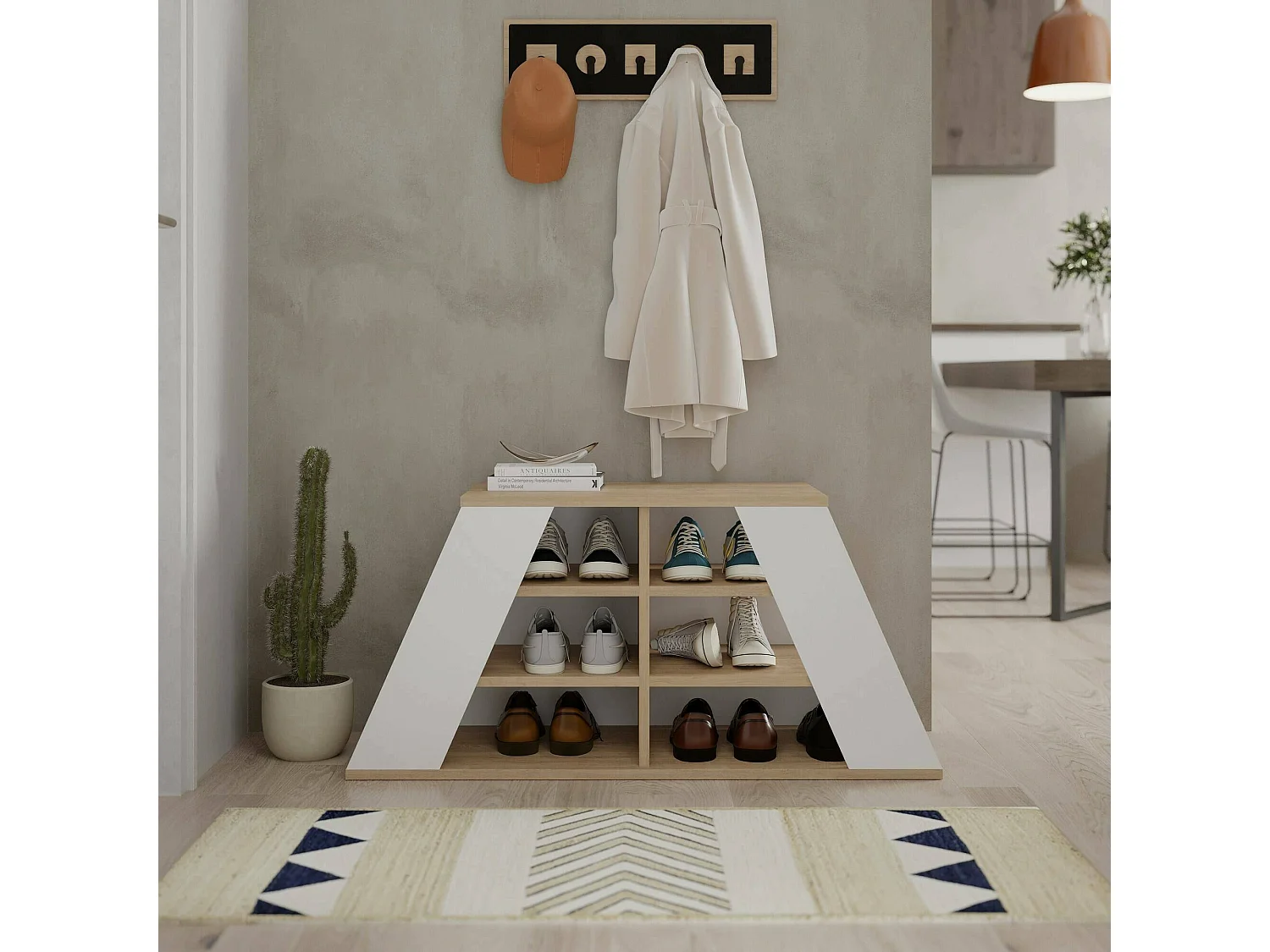 Étagère à chaussures Zungri, 4 niveaux, 37.5x105.5x50h cm Chêne Marron, Meuble à chaussures