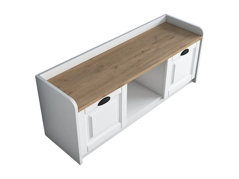 Dpietrotagliaferr schoenenrek, Schoenenkast, Multifunctionele entreekast, Schoenenkast, 120x40 h45 cm, Wit en Walnoot