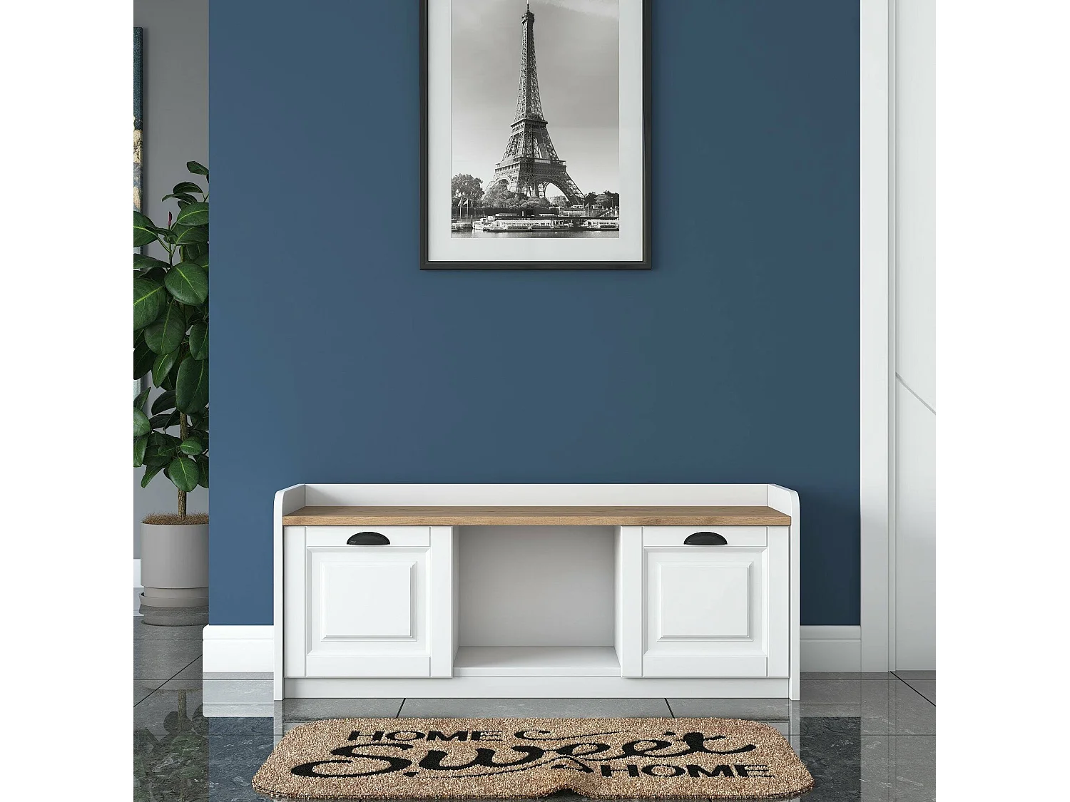 Meuble à chaussures Egay, 2 étagères, 40x120x45h cm Blanc, Rangement à chaussures