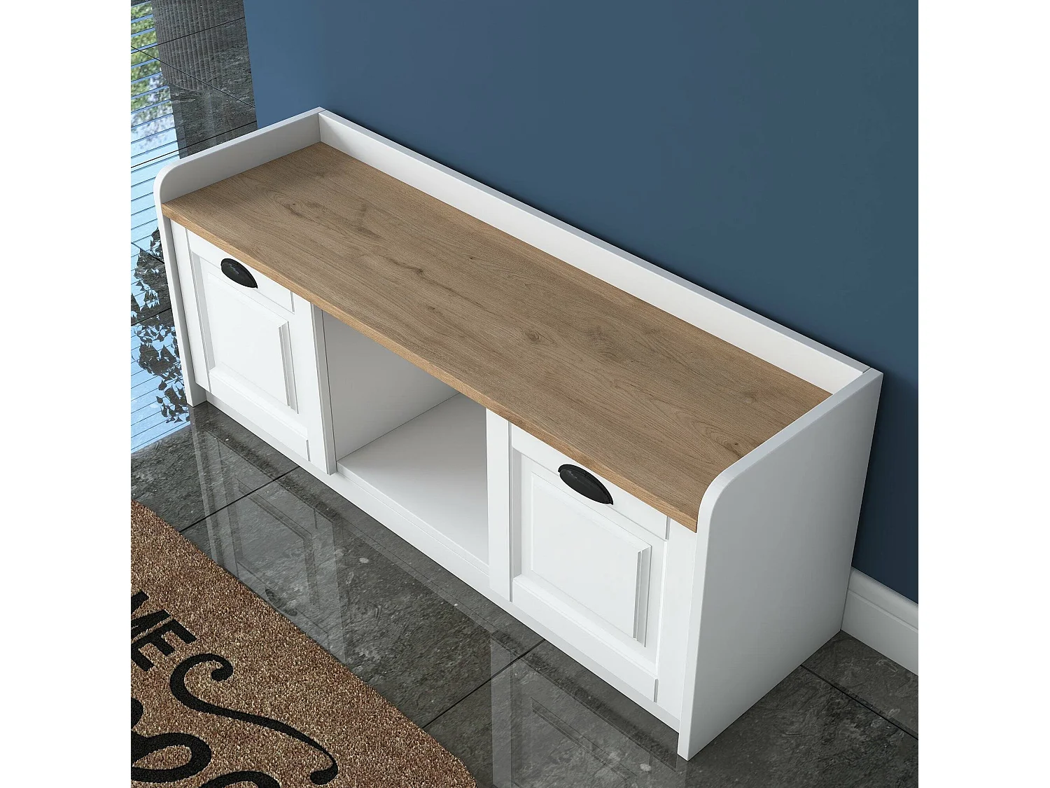 Meuble à chaussures Egay, 2 étagères, 40x120x45h cm Blanc, Rangement à chaussures