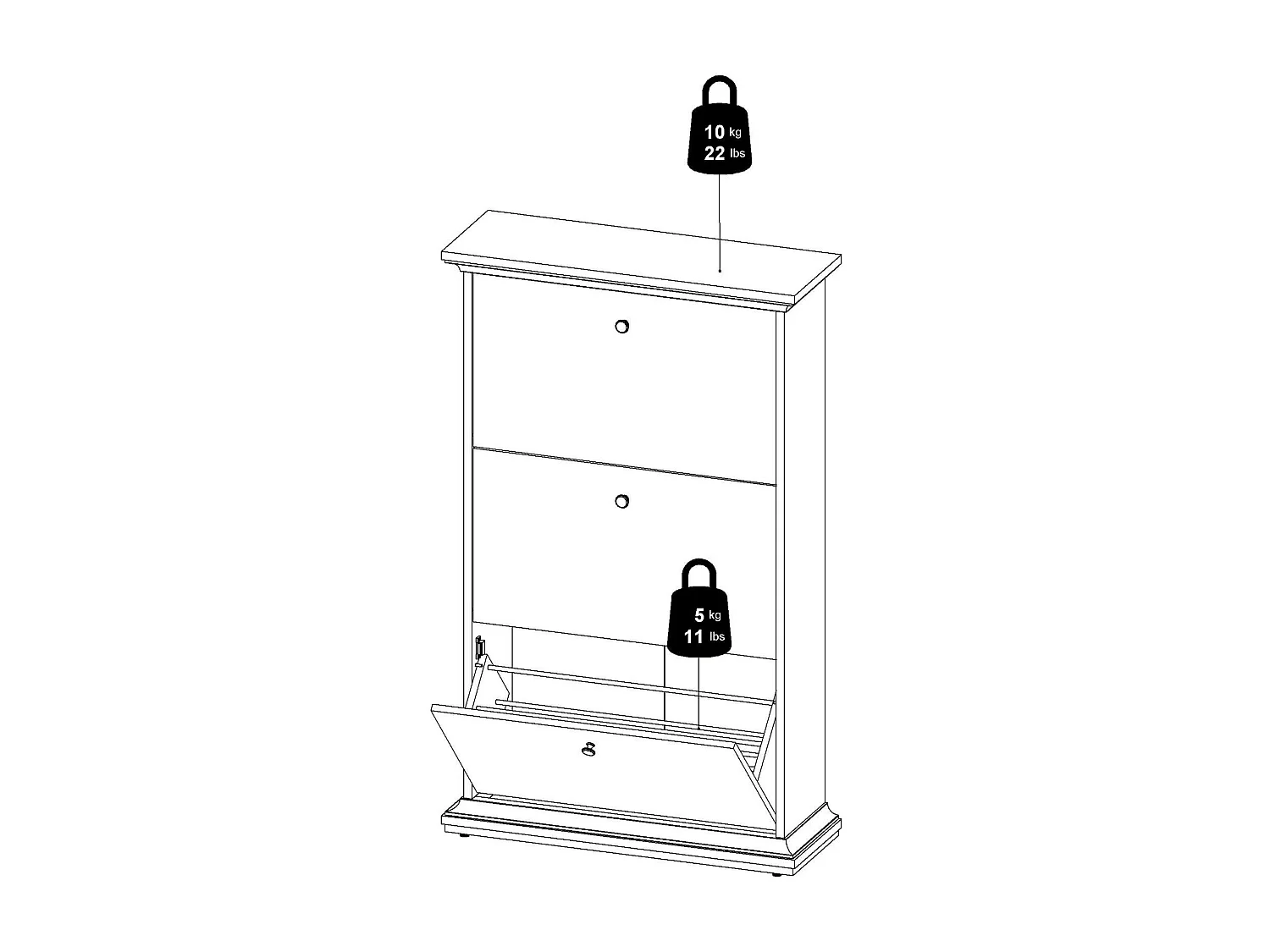 Meuble à chaussures Gaudenzia, 18 paires, 27,45x77,8x127,8h cm blanc, rangement chaussures