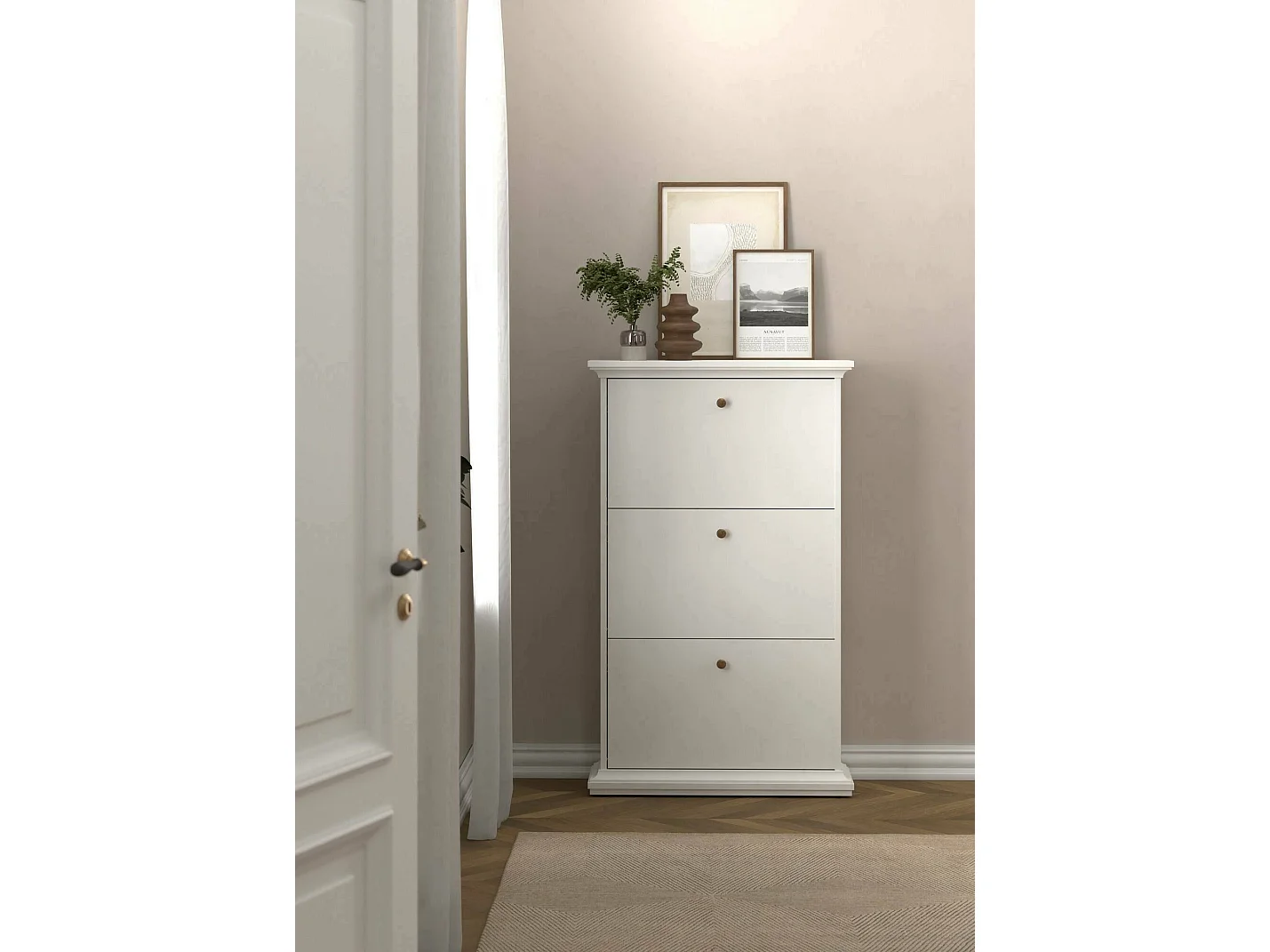 Meuble à chaussures Gaudenzia, 18 paires, 27,45x77,8x127,8h cm blanc, rangement chaussures