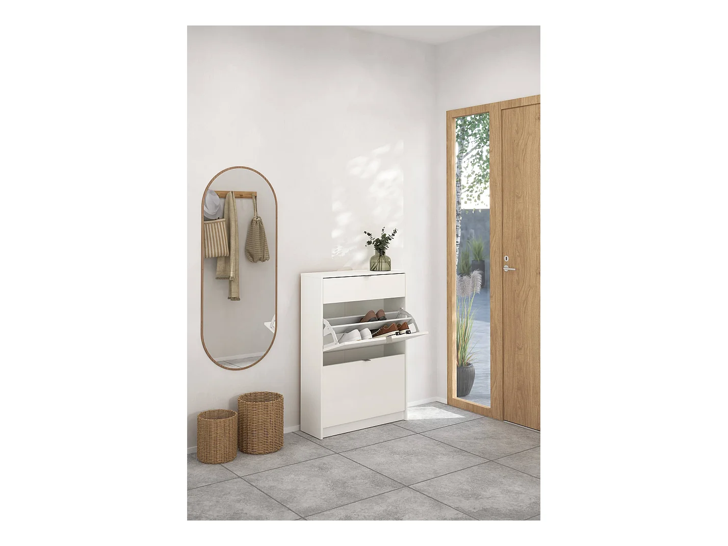 Shoebox Theophile, un tiroir, 24.05x70.3x101.25h cm Blanc, Meuble à chaussures