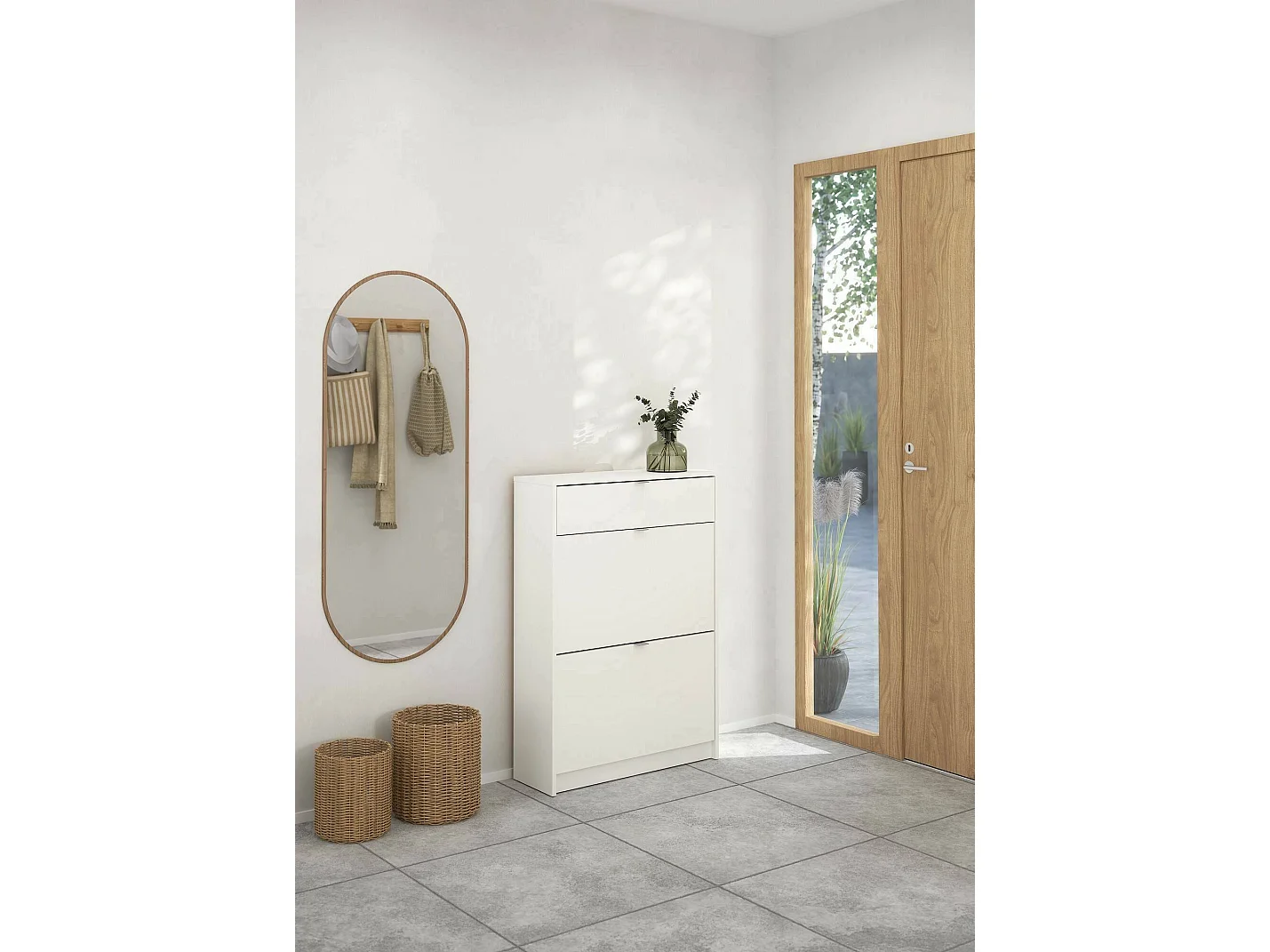 Shoebox Theophile, un tiroir, 24.05x70.3x101.25h cm Blanc, Meuble à chaussures