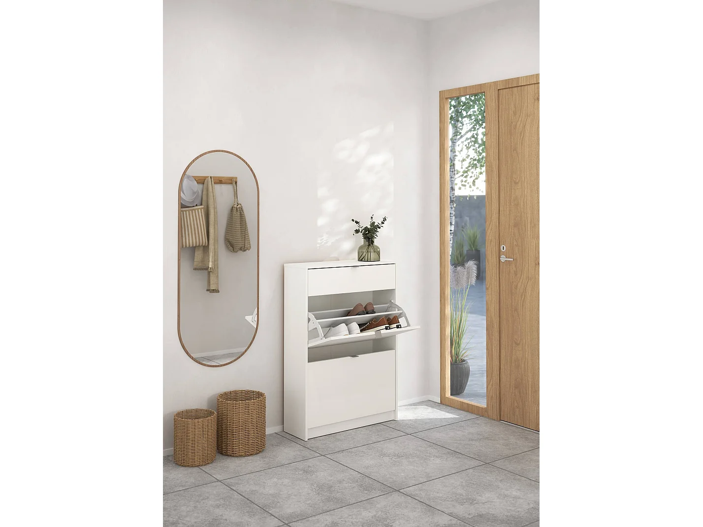 Shoebox Theophile, un tiroir, 24.05x70.3x101.25h cm Blanc, Meuble à chaussures