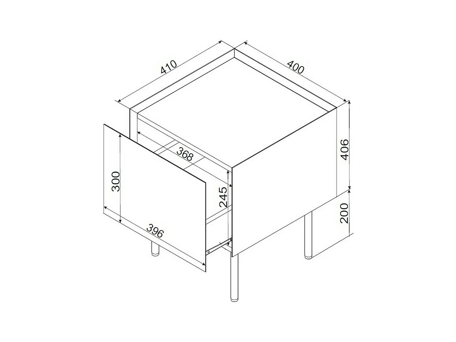 Set di 2 comodini Preci, Comò basso con cassetto e vano interno, Finitura effetto liscio, 40x41 h60 cm, Verde e Rovere