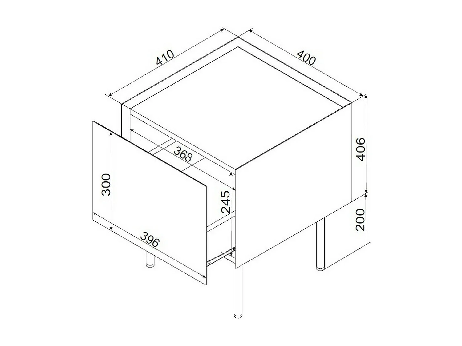 Set di 2 comodini Preci, Comò basso con cassetto e vano interno, Finitura effetto liscio, 40x41 h60 cm, Verde e Rovere