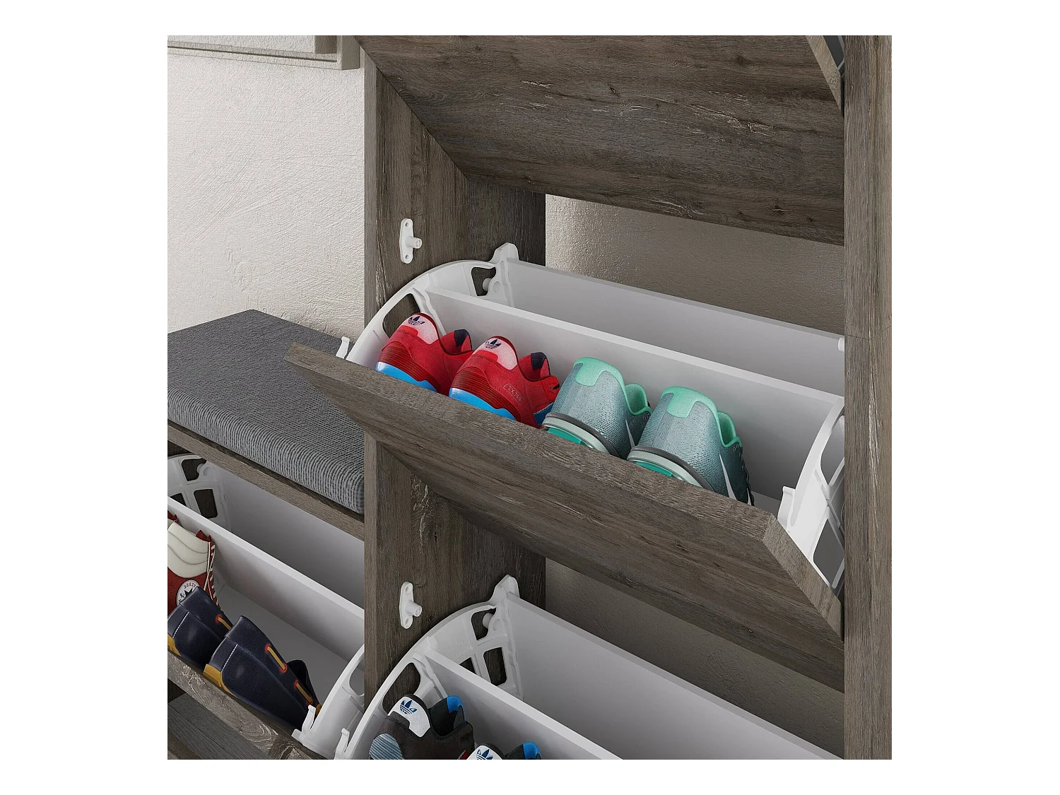 Scarpiera Velma, 8 Paia, 26x105x119h cm Marrone, Mobile Portascarpe