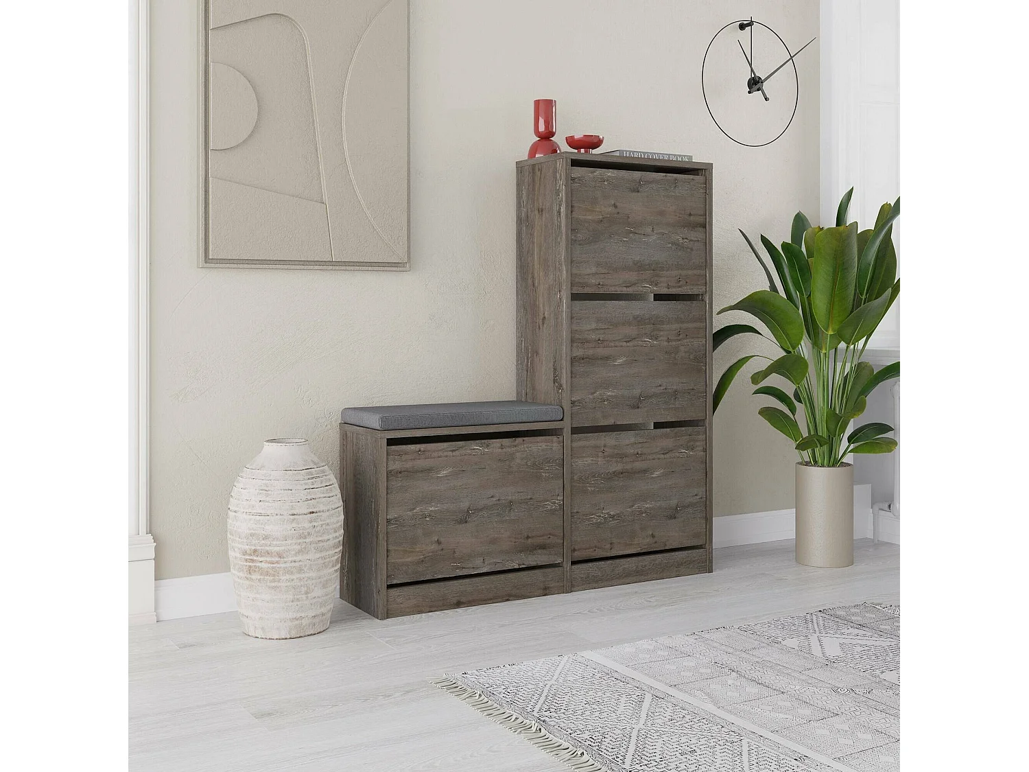 Scarpiera Velma, 8 Paia, 26x105x119h cm Marrone, Mobile Portascarpe