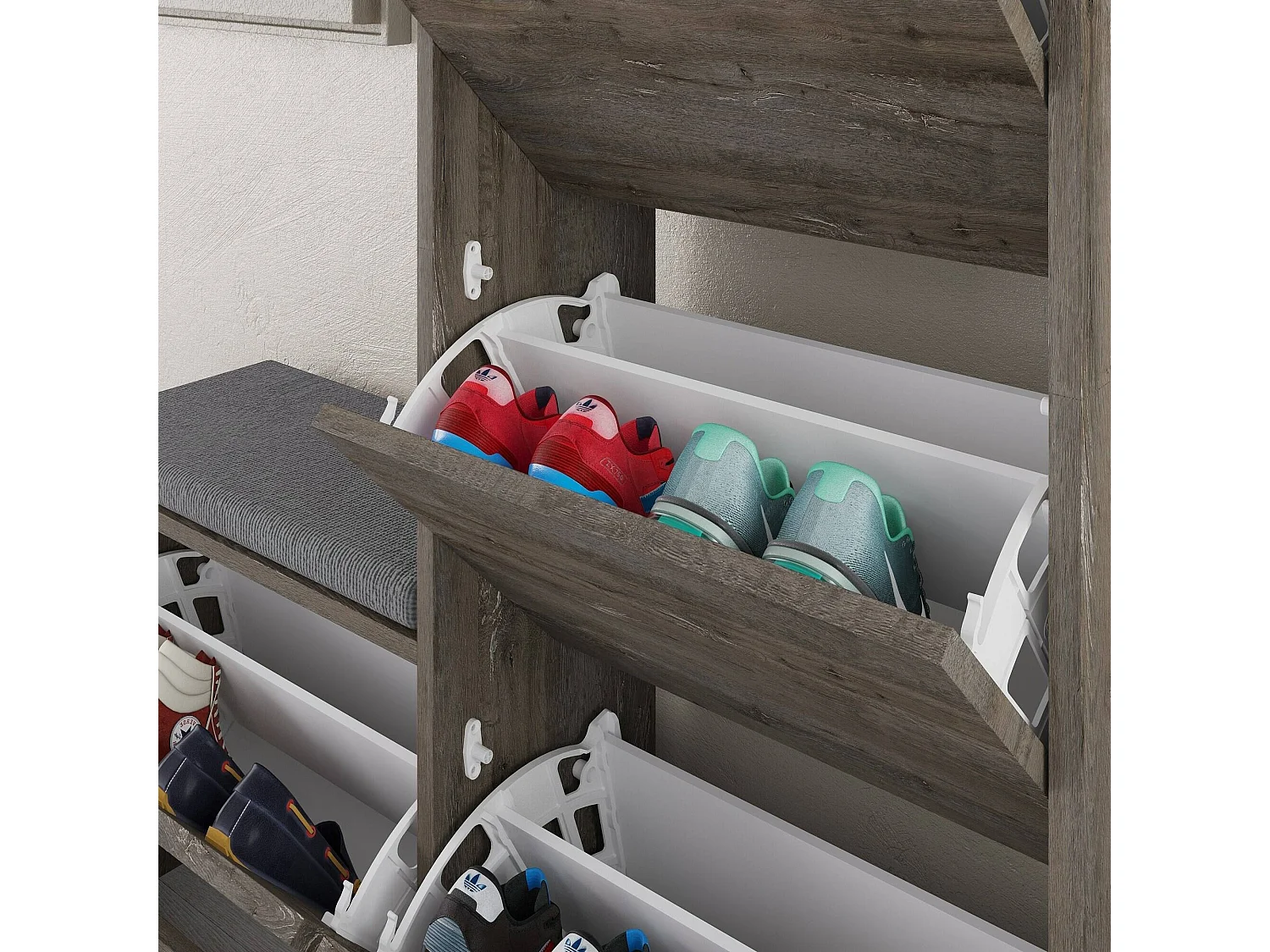 Scarpiera Velma, 8 Paia, 26x105x119h cm Marrone, Mobile Portascarpe